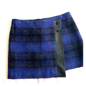 BNWT $199 KAREN MILLEN Wool Plaid Mini Skirt, Sz 8